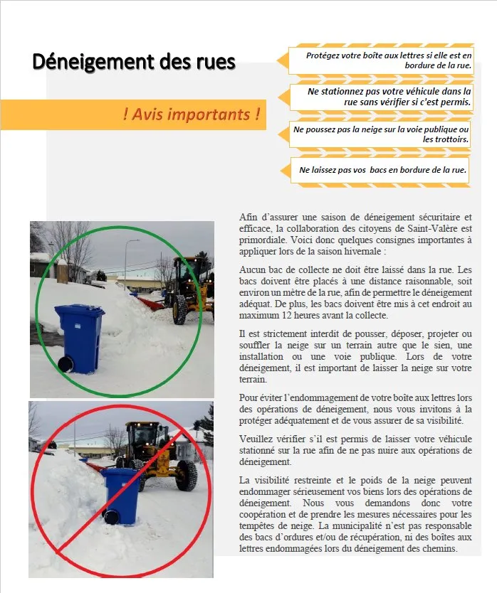 Déneigement des rues
