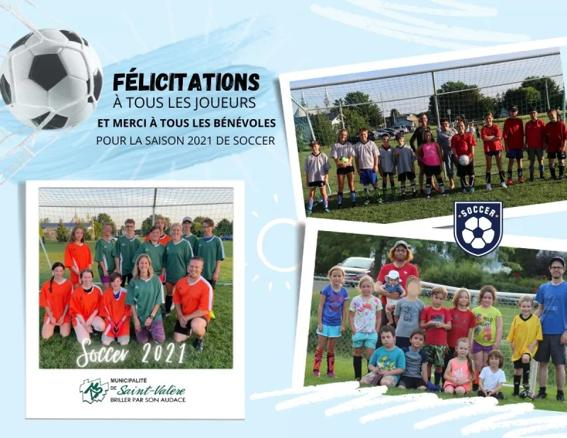 Félicitation pour la saison de soccer!