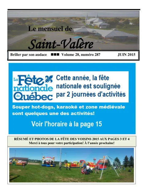 Le Mensuel de Saint-Valère Juin 2015