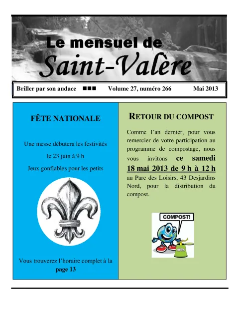 Le Mensuel de Saint-Valère Mai 2013
