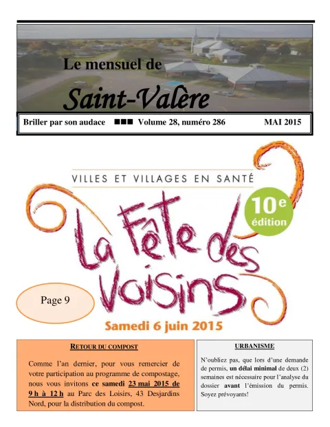 Le Mensuel de Saint-Valère Mai 2015